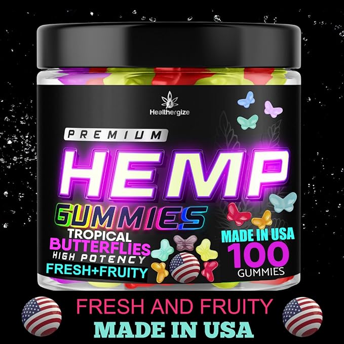 Hemp Gummies for Sleep Deep Calm Night Time-Natural Hempseed Oil Omega Butterflies Gummy Candy-Made in USA-100 Count