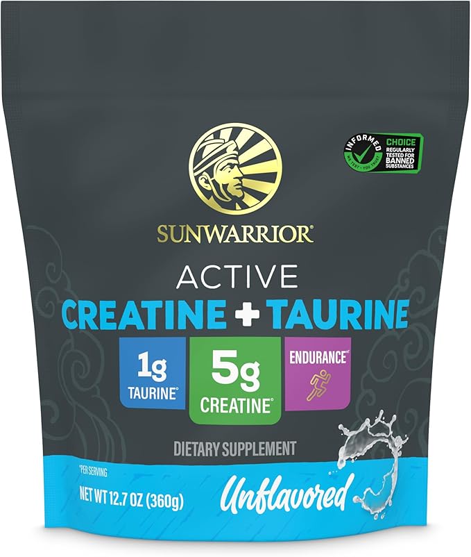 Creatine Monohydrate Powder Taurine Supplement 5g Creatine Monohydrate 1g Taurine per Serving | Vegan Muscle Strength Endurance &amp Recovery Support Clean Performance Formula | 60 Servings Unflav