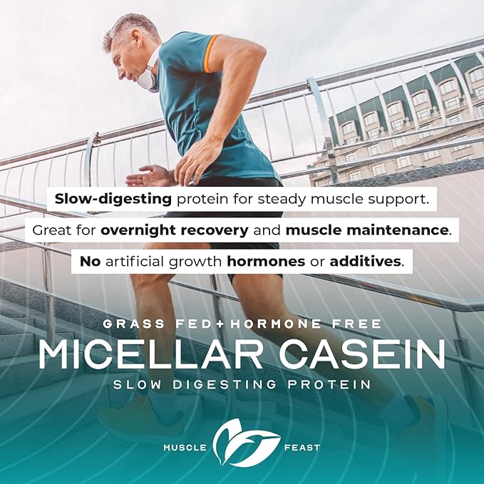 Muscle Feast Grass Fed Micellar Casein Protein Powder Pasture Raised &amp Hormone Free Slow Digesting Casein Protein - Supports Overnight Muscle Recovery Gluten Free Protein Powder - Unflavored 4