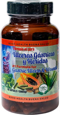Gastric Ulcers &amp Wounds Support Cuachalalate Formula - Natural Blend 60 Capsules Fórmula de Cuachalalate - Mezcla Natural - 60 Cápsulas - Apoyo para Úlceras y Heridas Gástricas