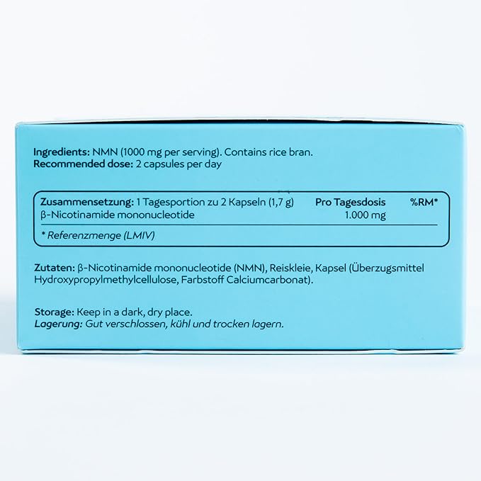 NMN Supplement – 500mg Extraordinary NMN per Capsule | Advanced NAD⁺ Support | Vegan German-Made Swiss-Tested | Promotes Longevity Vitality &amp Brain Health | Vegan Non-GMO | 60 Capsules 1 Bott