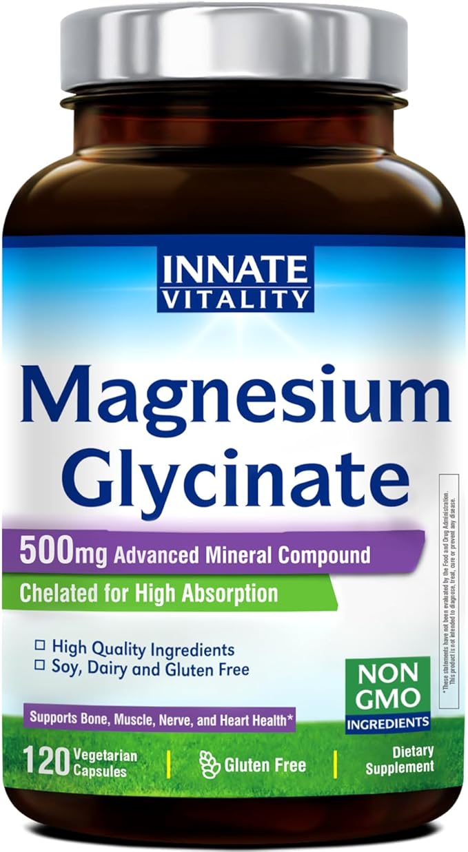 Innate Vitality Magnesium Glycinate 500mg 120 Capsules and 4 in 1 Magnesium Complex 240 Vegan Capsules