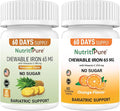 Chewable Iron 65mg with Vitamin C Bundle Orange and Pineapple Flavor 120 Days Supply for Women/Men