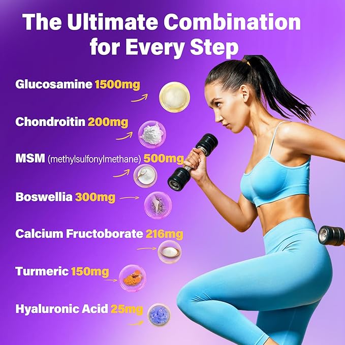 Glucosamine Chondroitin Gummies Sugar Free Glucosamine Chondroitin MSM Supplement Extra Strength with Boswellia Turmeric Hydrolyzed Collagen &amp Hyaluronic Acid Bone Health for Men &amp Women