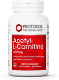 PROTOCOL FOR LIFE BALANCE Acetyl- L-Carnitine 500mg - Energy Supplement Nerve and Brain Support - 100 Veg Caps