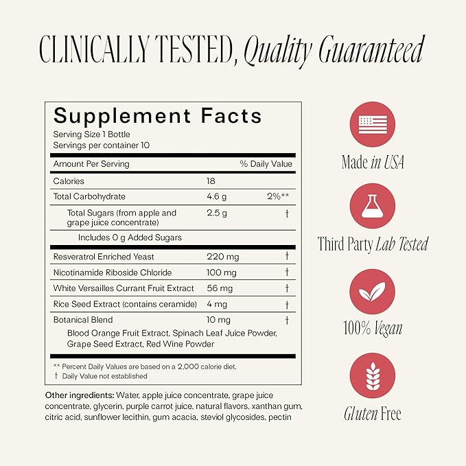 Happy Aging Liquid NAD+ Resveratrol Supplement NMN Alternative Liposomal Nicotinamide Riboside &amp Antioxidants for Energy Support Brain Health Firm Skin Twice Weekly Use 60 Shots
