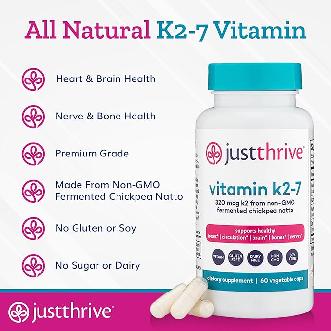Just Thrive Core Health Complete Bundle – Probiotic PREbiotic Powder Daily Gut Detox and Vitamin K2-7– Advanced Digestive Detox and Circulatory Support for Complete Body Wellness