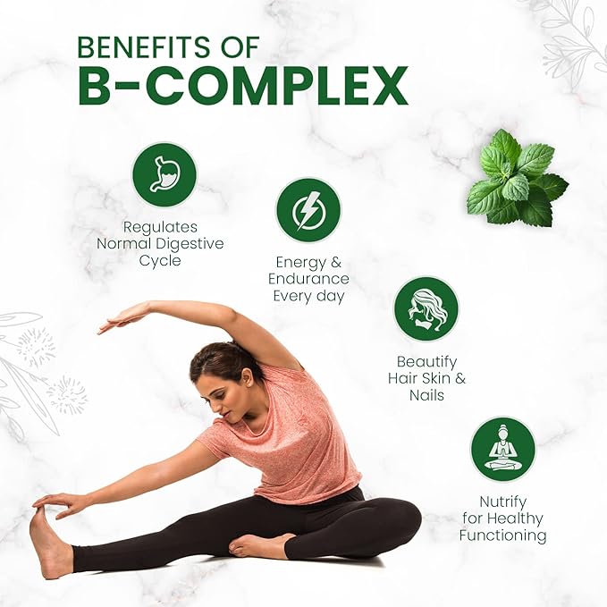 Himalayan Organics Vitamin B Complex with 100% RDA B1 B2 B3 B5 B6 B9 &amp B12 | 120 Veg Tablets