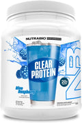 NutraBio Clear Protein Powder Blue Raspberry - 20 Servings 20g Clear Whey Protein Isolate 0 Sugar 0g Lactose Refreshing Fruit Flavors GLP1 Support - Bone Health - Muscle Post Workout Recovery
