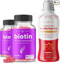 NutraChamps Biotin Gummies (2 Pack) and Liquid Multivitamins 3 Pack Bundle