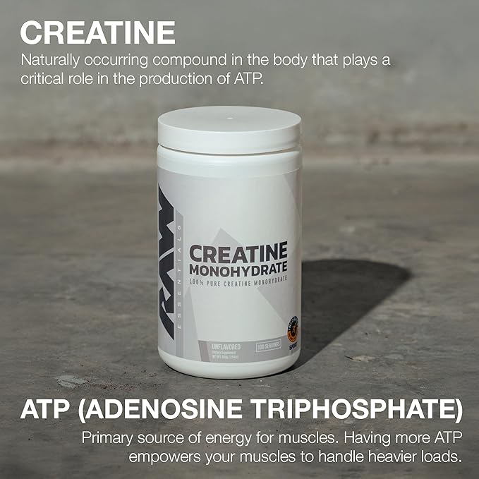 RAW Nutrition Creatine Monohydrate &amp Unflavored Pre-Workout Powder Bundle