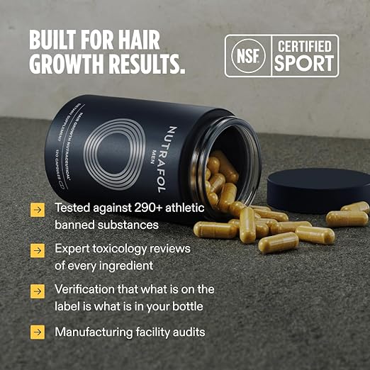 Nutrafol Men's Hair Growth Supplements Clinically Tested for Visibly Thicker Hair and Scalp Coverage Dermatologist Recommended - 1 Month Supply