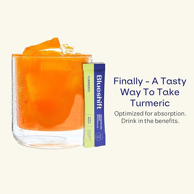 Blueshift Turmeric Citrus Medley - Turmeric Powder Packets for Water Turmeric Curcumin Supplement No Sugar Drink Mix for Natural Recovery Support - Citrus Flavor Powder Sticks (10 Pack)