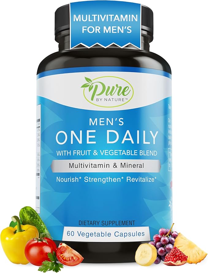Pure By Nature Bundle Pack of One Daily Multivitamin 60 Capsules &amp Prostate Health Supplements for Men 90 Capsules Vitamin Minerals &amp Beta Sitosterol Immune &amp Urinary Tract Support