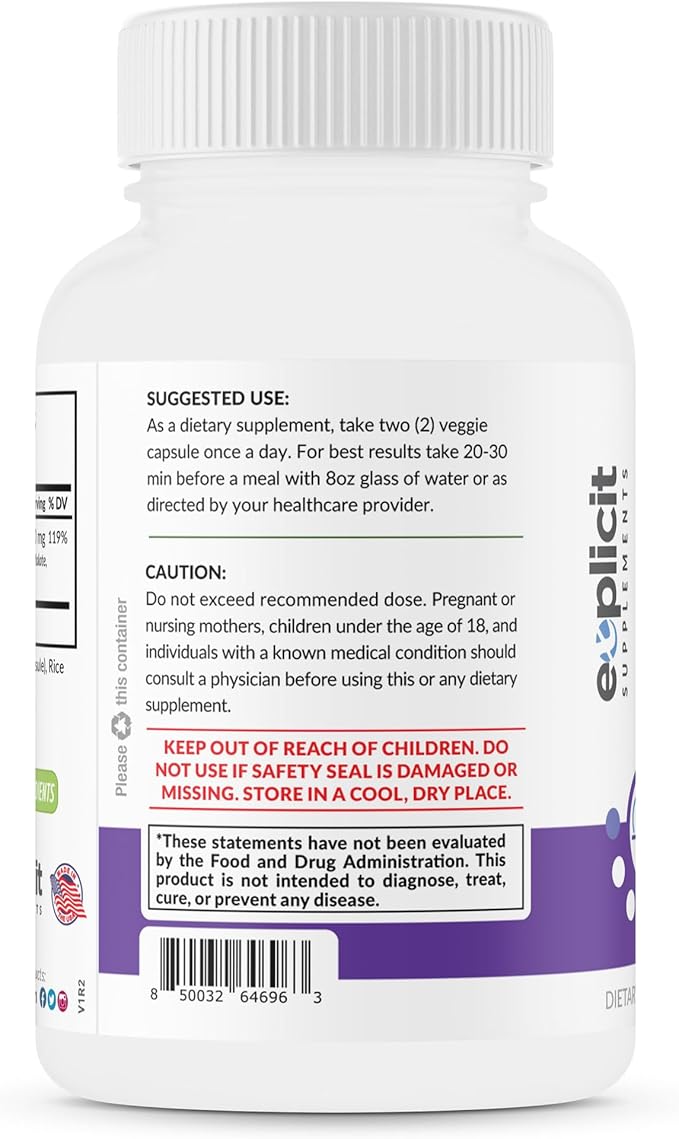 Quad Magnesium Complex Supplement - 500mg of Magnesium Glycinate Malate Oxide &amp Citrate for Support of Muscles Sleep Energy &amp Relaxation - High Absorption with Aquamin - 60 Capsules
