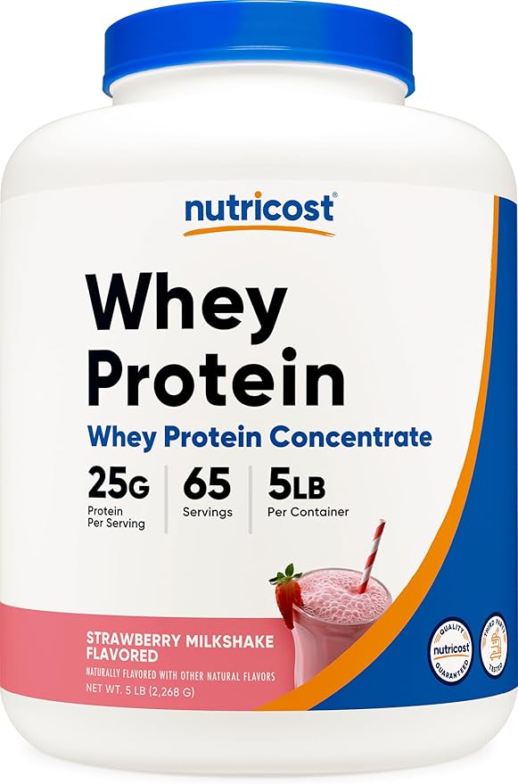 Nutricost Whey Protein Concentrate (Strawberry Milkshake) 5LBS - Gluten Free &amp GMO Free