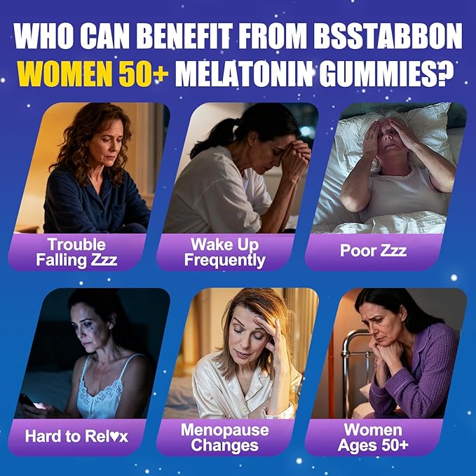 Melatonin 10mg Gummies for Women Over 50: Maximum Strength Plus Magnesium Ashwagandha Elderberry L-Theanine Chamomile Lavender Vitamins D3 for Zzz - Non-Habit Forming for Women 50+(120Count)