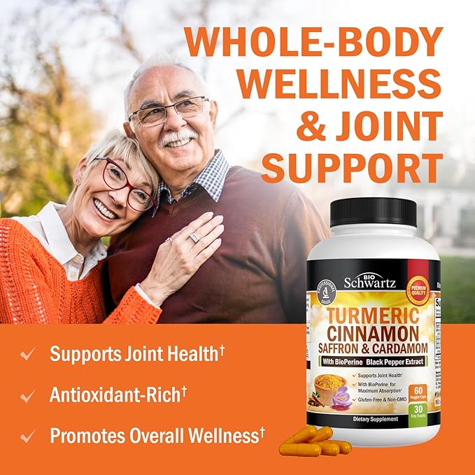 Turmeric Supplement with Saffron Cinnamon and Cardamom (1 Month Supply) Plus 40 Billion CFU Daily Probiotic Supplement (1 Month Supply)