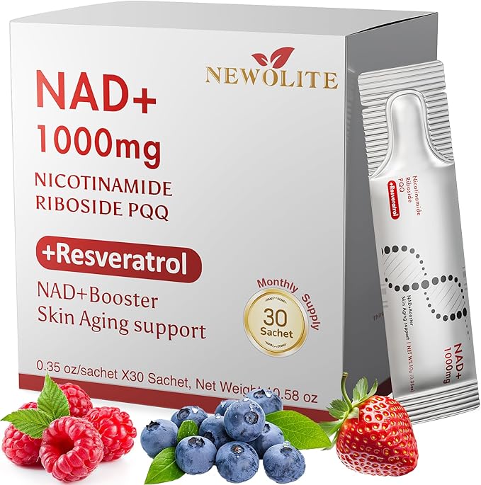 NAD+ Liquid Supplement 1000mg 30 Sachet Nicotinamide Riboside &amp Resveratrol with PQQ DNA Repair Advanced NAD Supplement for Men &amp WomenBoosts Cellular Energy