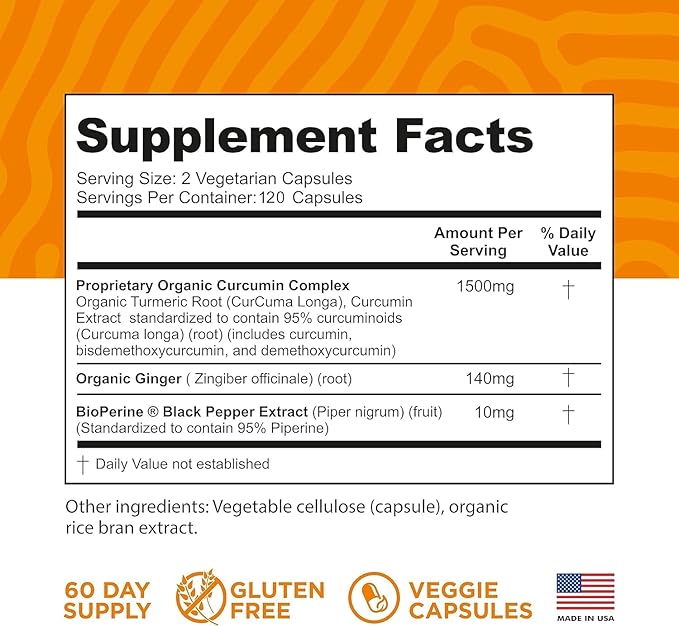 Turmeric Curcumin Supplement – 95% Curcuminoids with BioPerine Black Pepper &amp Ginger – 240 Capsules for Joint Support &amp Mobility – High Absorption Tumeric Curcuma Pills