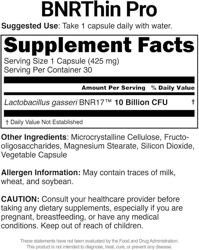 BNRThin Pro Probiotic Lactobacillus Gasseri BNR17 10 Billion CFU Guaranteed Digestive Health 30Capsules x 6packs