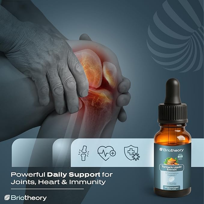 Turmeric Root Extract Tincture Liquid Drops – Herbal Supplement for Joint &amp Muscle Support Antioxidant &amp Anti-Inflammatory Alcohol-Free Vegan Non-GMO – 60 ml (30 Days Supply)