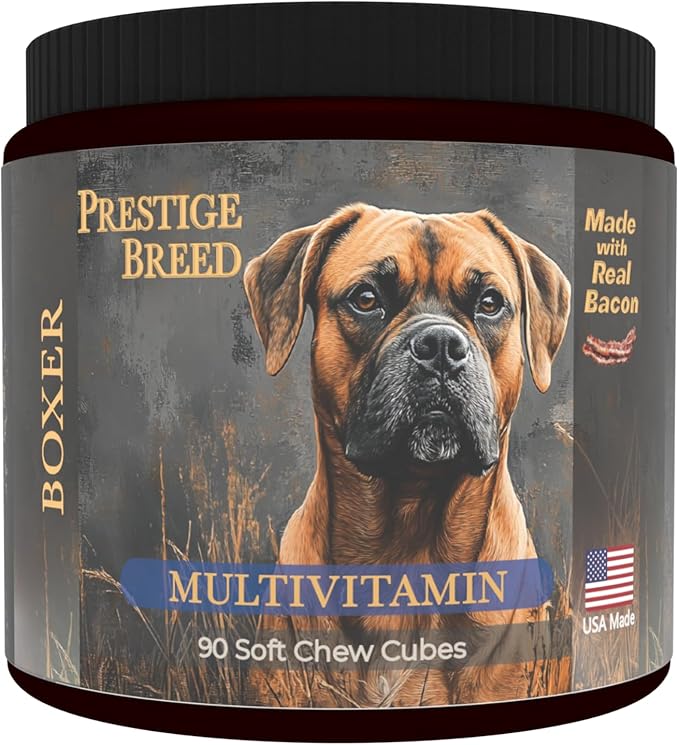 Multivitamins Balanced Nutrition for Your Boxer 90 Count Made in The USA with Real Bacon