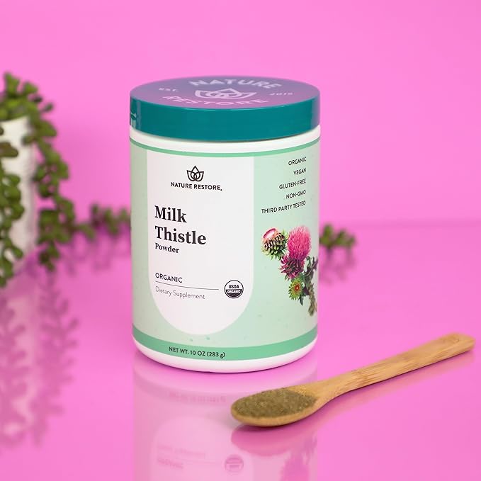 Nature Restore USDA Certified Organic Milk Thistle Seed Powder 10 Ounces Packaged in California