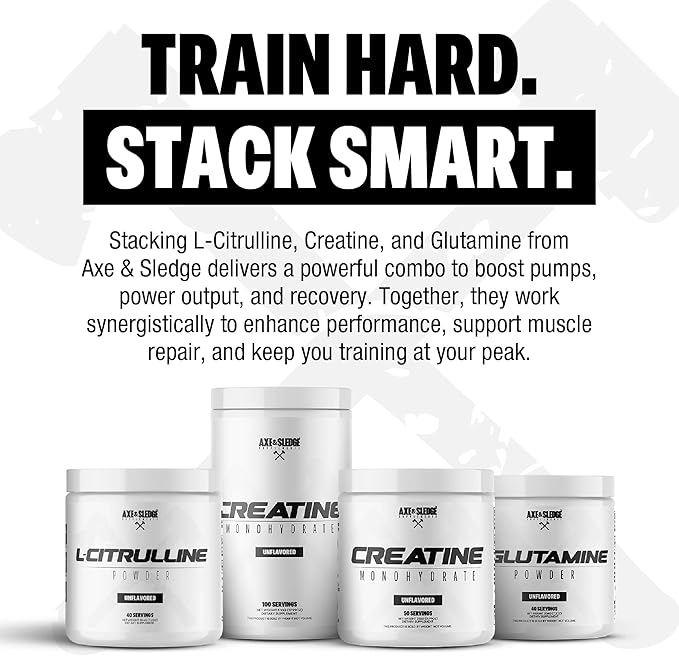Axe &amp Sledge Basics Creatine | Unflavored Enhances Strength &amp Performance Increases Lean Body Mass 50 Servings | Pure Creatine Monohydrate No Fillers or Artificial Substances | 50 Servings