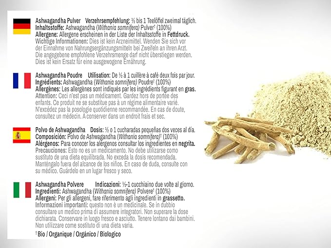 DR WAKDE's Organic Ashwagandha Powder (Indian Ginseng | Withania somnifera) - 100g (3.5oz) | Pure Raw &amp Dried Powder | Ayurvedic Herb | Vegan | Nothing Added Nothing Removed | Same Day Dispatch