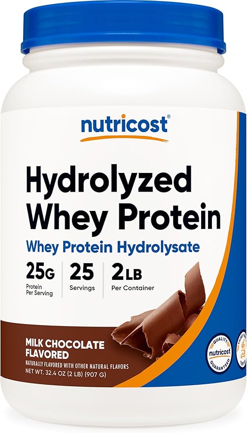 Nutricost Hydrolyzed Whey Protein Powder (Chocolate) 2 LBS - Whey Protein Hydrolysate 25g of Protein GMO-Free Gluten-Free