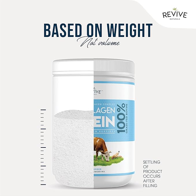 Revive Naturals Multi Collagen Hydrolyzed Protein Powder (16oz) - Types I II III V &amp X - Grass Fed Bovine Wild Caught Marine Free Roaming Chicken &amp Eggshell Collagen Peptides