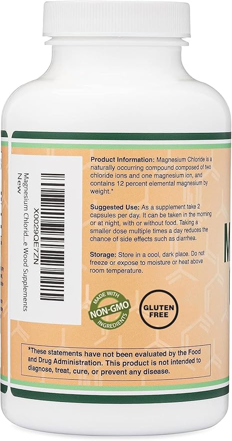 Magnesium Chloride (Cloruro De Magnesio) - 180 Capsules 1000mg Per Serving Supports Digestive and Bone Health - Non-GMO and Gluten Free by Double Wood Supplements (Pack of 2)