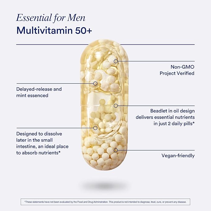 Ritual Multivitamin for Men 50+ Vegan with Zinc Vitamin A and D3 for Immune Function Support* Omega-3 DHA B12 K2 Gluten Free Non-GMO Mint Essenced 30 Day Supply