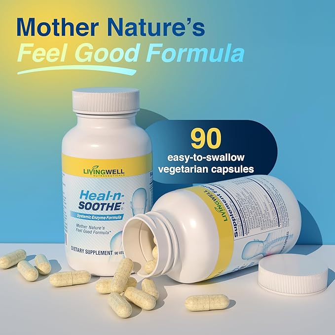 HEAL-N-SOOTHE Proteolytic Systemic Enzymes – Joint Supplement with Bromelain Papain Boswellia – Joint Mobility Muscle Flexibility Protein Digestion Circulatory &amp Immune Health - 90 Count (2 P