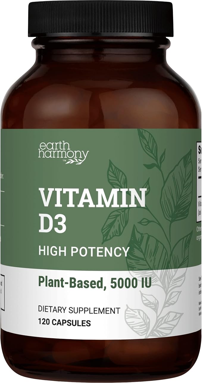 Vegan Vitamin D3 5000 iu Supplement - Pure High Potency Supplements for Immune Health &amp Strong Bones Support - Vitamin D 5000 iu - 120 Capsules 4-Month Supply