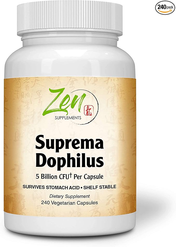 Zen Supplements - Suprema-Dophilus - 5 Billion CFU Probiotic - 8 Strains - Shelf Stable and Acid Resistant - Supports Gastrointestinal &amp Immune Health 240-Caps