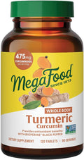 MegaFood Whole Body Turmeric Curcumin Supplement - Turmeric Supplement With Black Pepper &amp Vitamin C - 475 mg Curcuminoids Per Serving - Antioxidant &amp Immune Support - Vegan - 120 Tablets 60