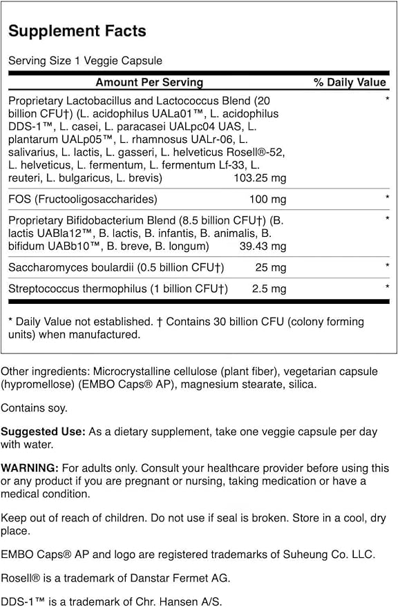 Swanson Ultra Probiotic Complex 30 Billion Cfu 60 Veg Capsules (2 Pack)