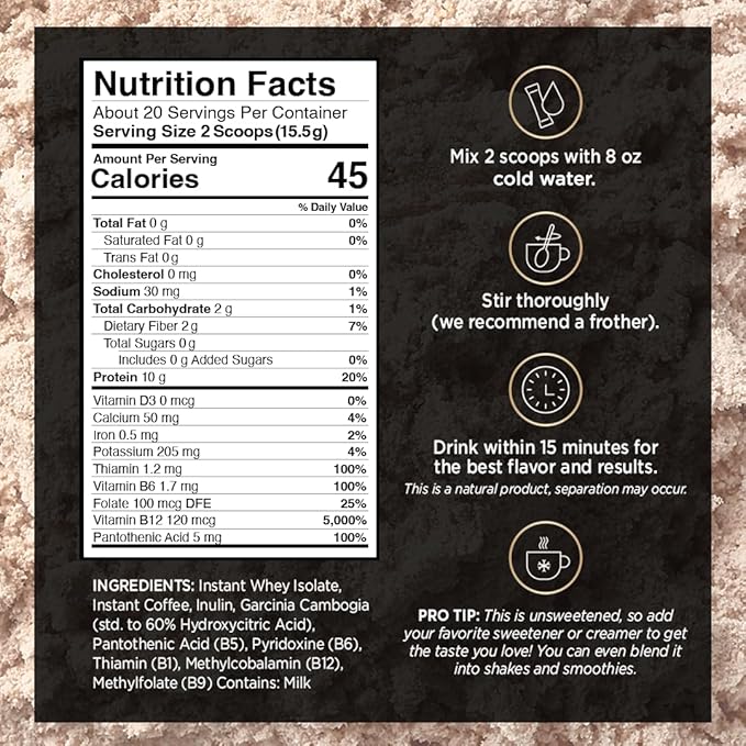 VitaCup Slim Protein Coffee Shake for Diet Support Instant Coffee w/Whey Protein Powder B Vitamins &amp Fiber Dietitian Developed for Performance &amp Taste Make as Iced Coffee or Shake 2 Bags