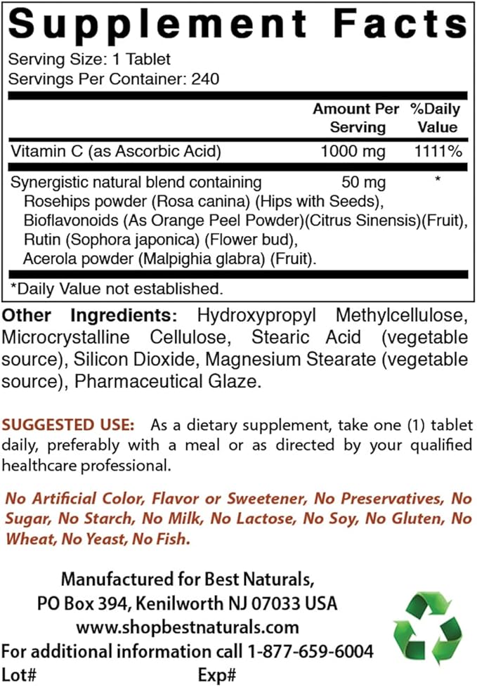 Best Naturals Vitamin B12 6000 mcg &amp Vitamin C 1000 mg