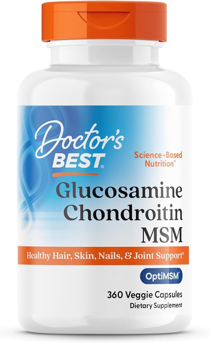 Doctor's Best Glucosamine Chondroitin Msm with OptiMSM Capsules Joint Support Supplement Supports Healthy Joint Structure Function &amp Comfort Non-GMO Gluten Free Soy Free 360 Count