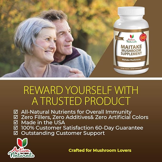 Maitake Mushroom Supplement - 1500mg 120 Vegetarian Capsules with Grifola Frondosa Mushrooms Extract  No Fillers Additives or Artificial Colors Herbal Supplement for Energy &amp Vitality