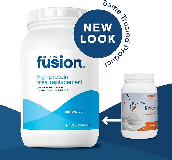 Bariatric Fusion Unflavored Meal Replacement 27g Protein Powder 21 Serving Tub for Bariatric Surgery Patients Including Gastric Bypass and Sleeve Gastrectomy - No Gluten Aspartame or Sugar
