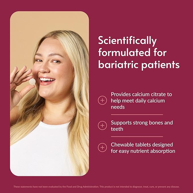 Bariatric Advantage Calcium Citrate Chewable 500mg with Vitamin D3 for Bariatric Surgery Patients Including Gastric Bypass and Sleeve Gastrectomy Low Sugar - Wild Cherry Flavor 270 Count