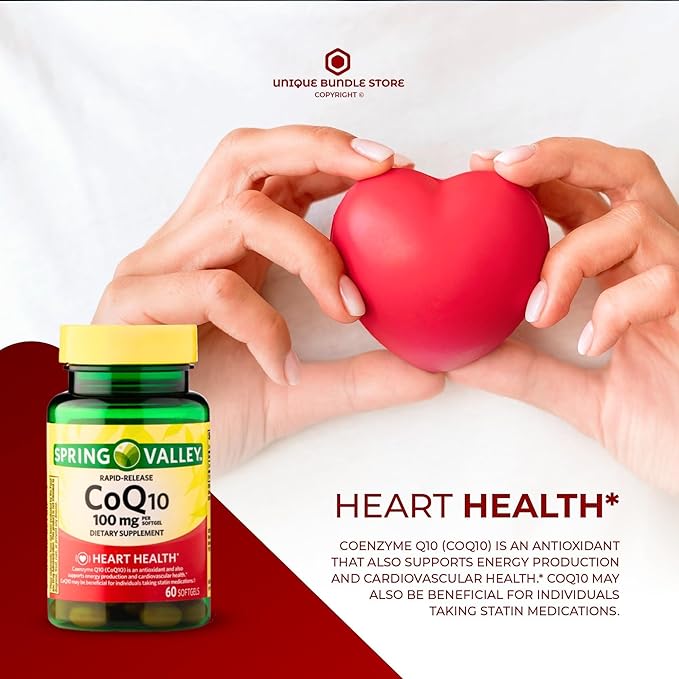 CoQ10 100mg – 60 Rapid Release Softgels Coenzyme Q10 Supplement Co Q10 100mg Capsules Antioxidant for Energy and Cardiovascular Health (Pack of 1)