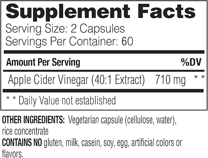 Enzymedica Apple Cider Vinegar Healthy Weight and Digestive Support 120 Count