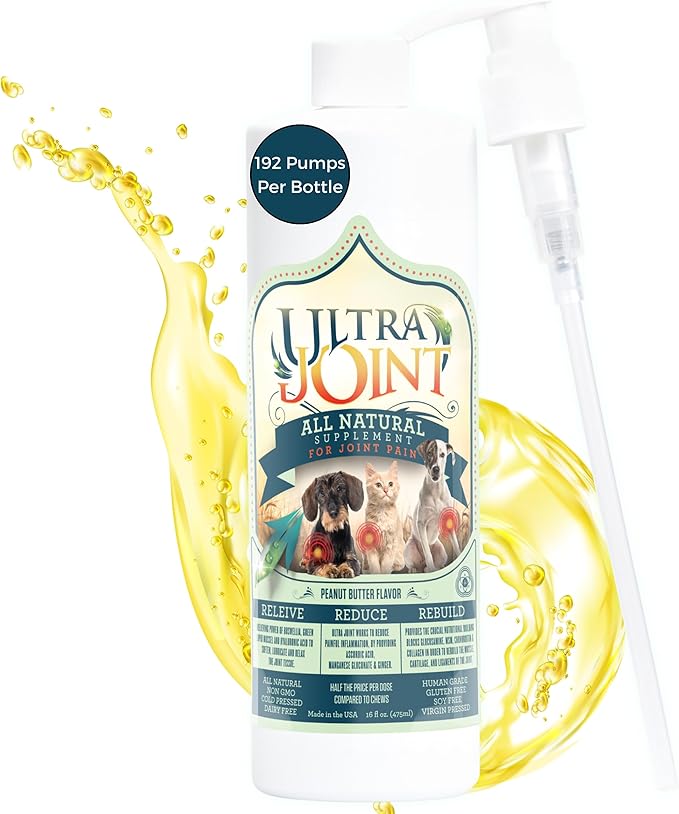 Ultra Joint - Liquid Joint Support Supplement for Dogs with Glucosamine &amp Chondroitin - Pain Relief from Arthritis &amp Inflammation (16 oz)