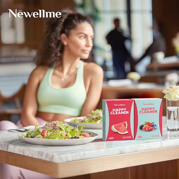 NEWELLME Watermelon Berry Powder ProbioticsPrebiotic &amp Probiotic Powder Organic Fiber Sugar Free Herbs for Bloat Gut Health Digestive Health for Men Women (28days Blueberry+Watermelon)