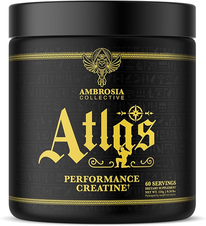 Ambrosia Atlas Performance Creatine Creapure® + Acetic Acid – Explosive Strength &amp Endurance Support – Muscle Recovery Fatigue Resistance &amp Performance Boost Support – 60 Servings